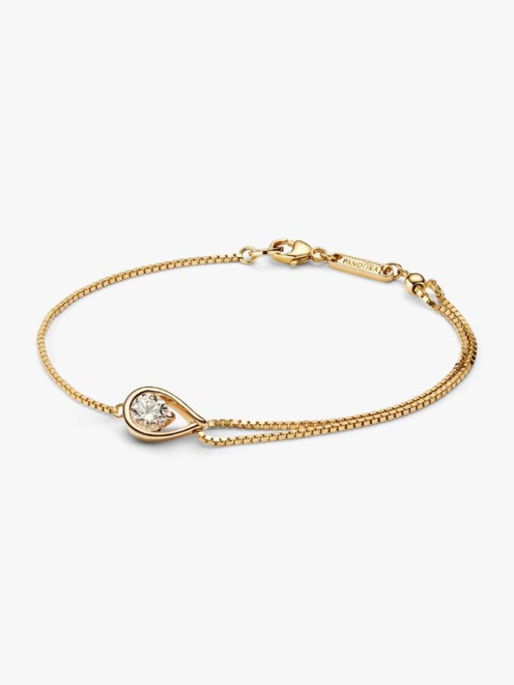 Pandora Infinite 14k Gold Lab-grown Diamond Double Chain Bracelet